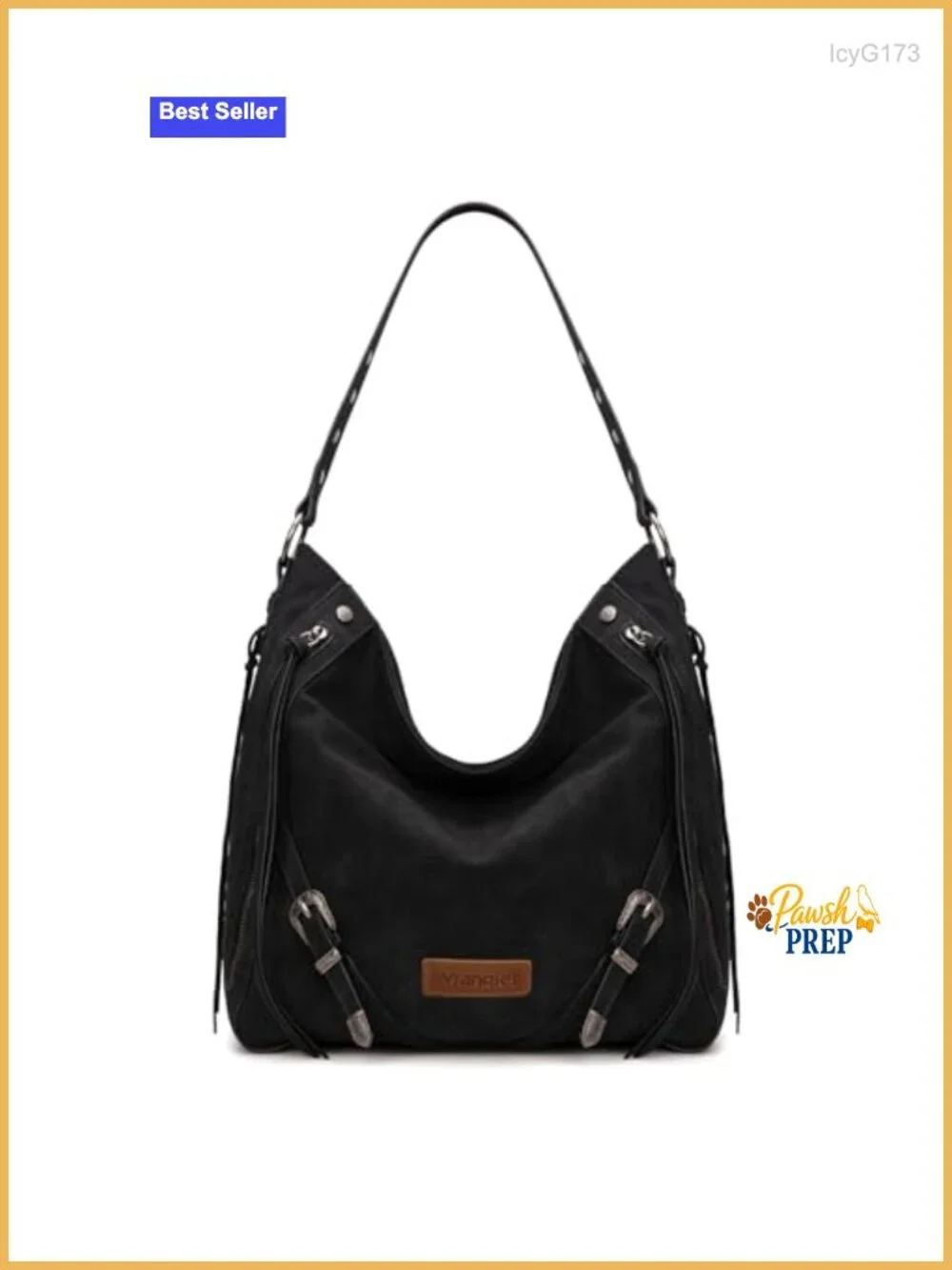 Wrangler Large Hobo Purse Faux Suede Buckle Fringe Zipper Shoulder Bag Women